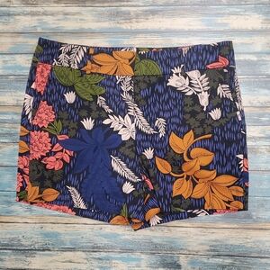 Ann Taylor High Waist Floral Women's Shorts - Blue, Pink, Orange